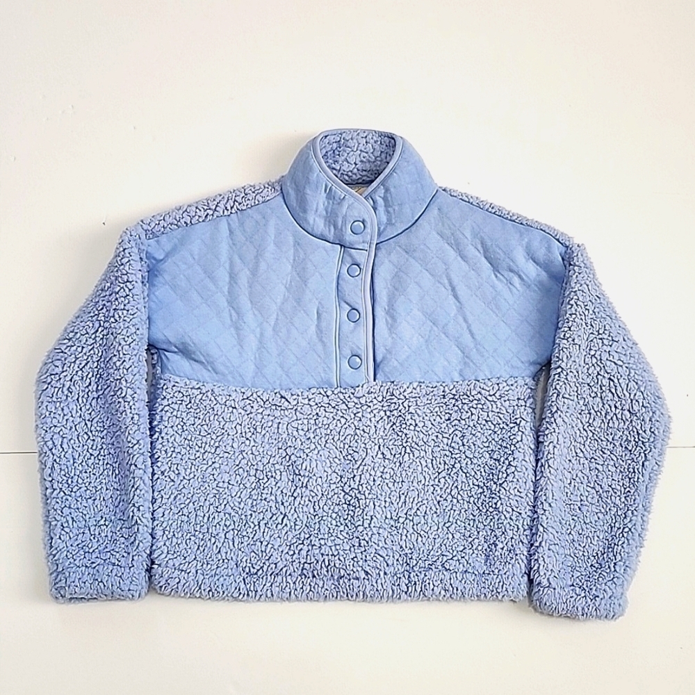 Thereabouts Boys Blue Fleece Pullover 1/4 Button Sweater Size Medium